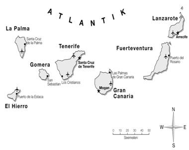 kaart canarische eilanden