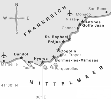 kaart van cote d'Azur