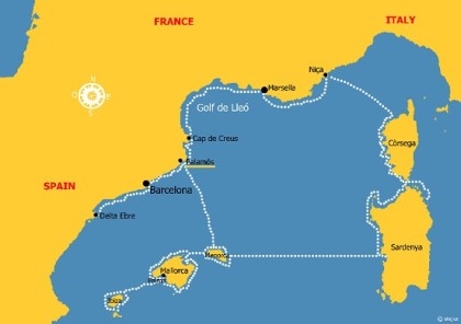 vaarroute Spanje en Frankrijk